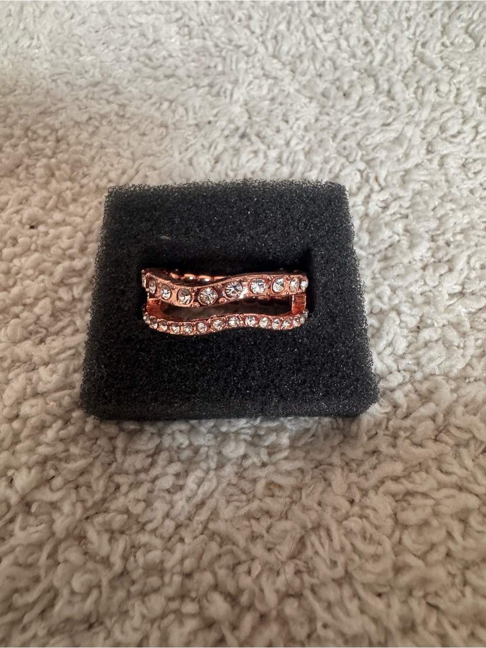Paparazzi Rose Gold Double Wave Crystal Ring